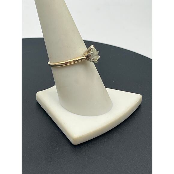 Kay Jewelry Vint Estate Prong Pear 14K Gold Solitaire .30-.40 Diamond Ring Sz 8 - Picture 3 of 16